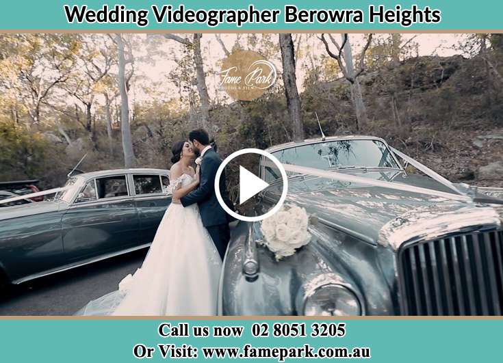 Bride and Groom looking at each other near their bridal car Berowra Heights NSW 2082