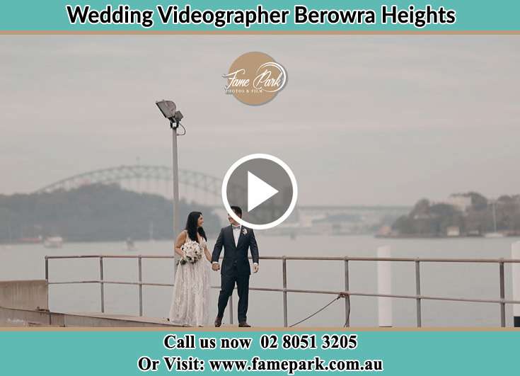 Bride and Groom looking at each other at the bay Berowra Heights NSW 2082