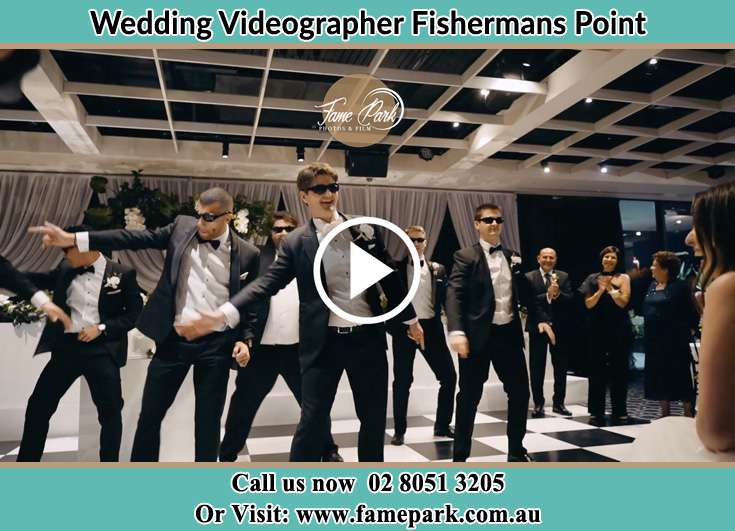 The Groom and the groomsmen dancing for the Bride Fishermans Point NSW 2082